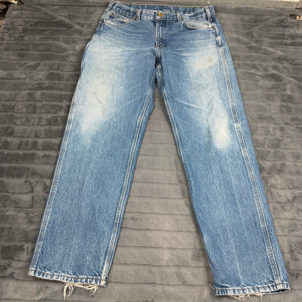 Carhartt B234 PRW Relaxed Fit Denim Carpenter Jeans Light Wash Blue 36x32